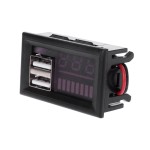 Voltmetru digital cu leduri rosii si indicator, 12 V, incarcare 2 x USB 5V2A, 3 digit, 2 fire, carcasa